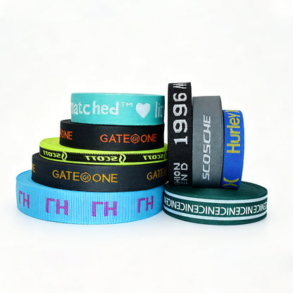 Custom Jacquard Woven Webbing Strap, Personalized Brand Logo Polyester Ribbon