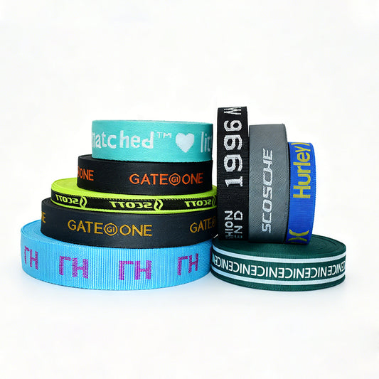 Custom Jacquard Woven Webbing Strap, Personalized Brand Logo Polyester Ribbon