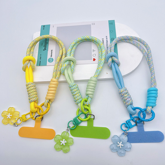 Custom Dopamine Braided Phone Wrist Strap | Anti-Lost Short Lanyard with Phone Patch, Colorful Matching Wrist Chain