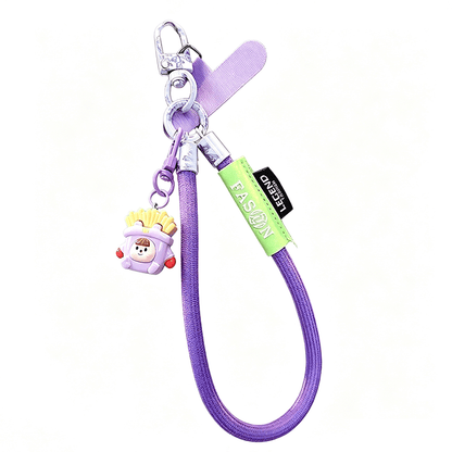 Colorful Braided Wrist Lanyard, Anti-Lost Phone Hand Strap with Cute Doll Pendant for Key Bag