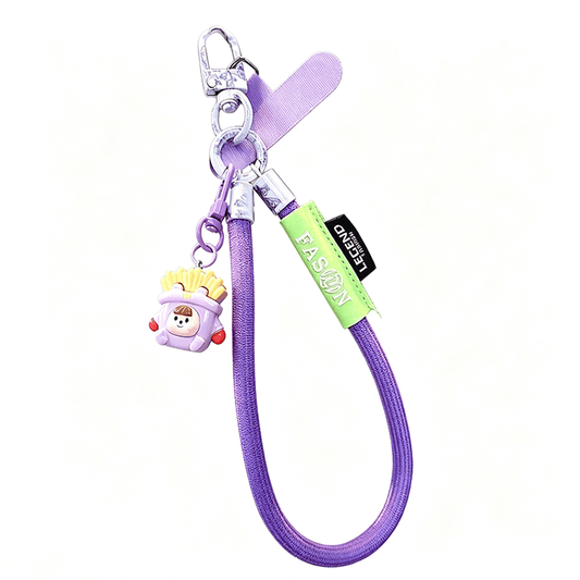Colorful Braided Wrist Lanyard, Anti-Lost Phone Hand Strap with Cute Doll Pendant for Key Bag