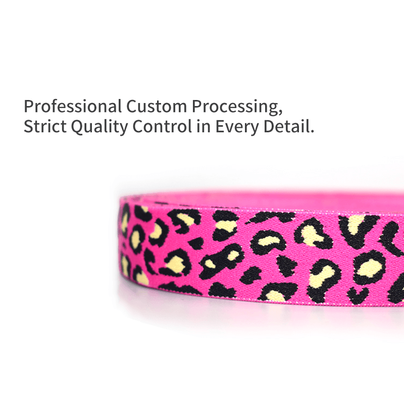 Custom Leopard Print Jacquard Elastic Webbing Strap, Animal Pattern Stretch Elastic Ribbon