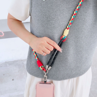 Custom Soft Braided 4-Strand Phone Lanyard, Adjustable Crossbody Neck & Wrist Strap for Smartphones