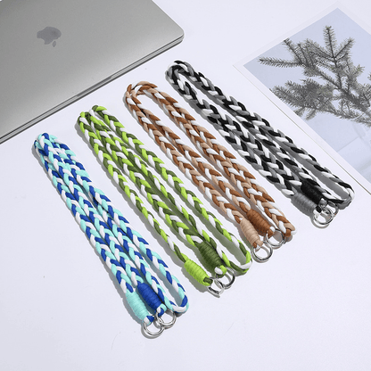 Custom Braided Phone Lanyard, Dual Clasp Anti-Lost Crossbody Phone Strap, Multi-Purpose Solid Color Handmade Cord