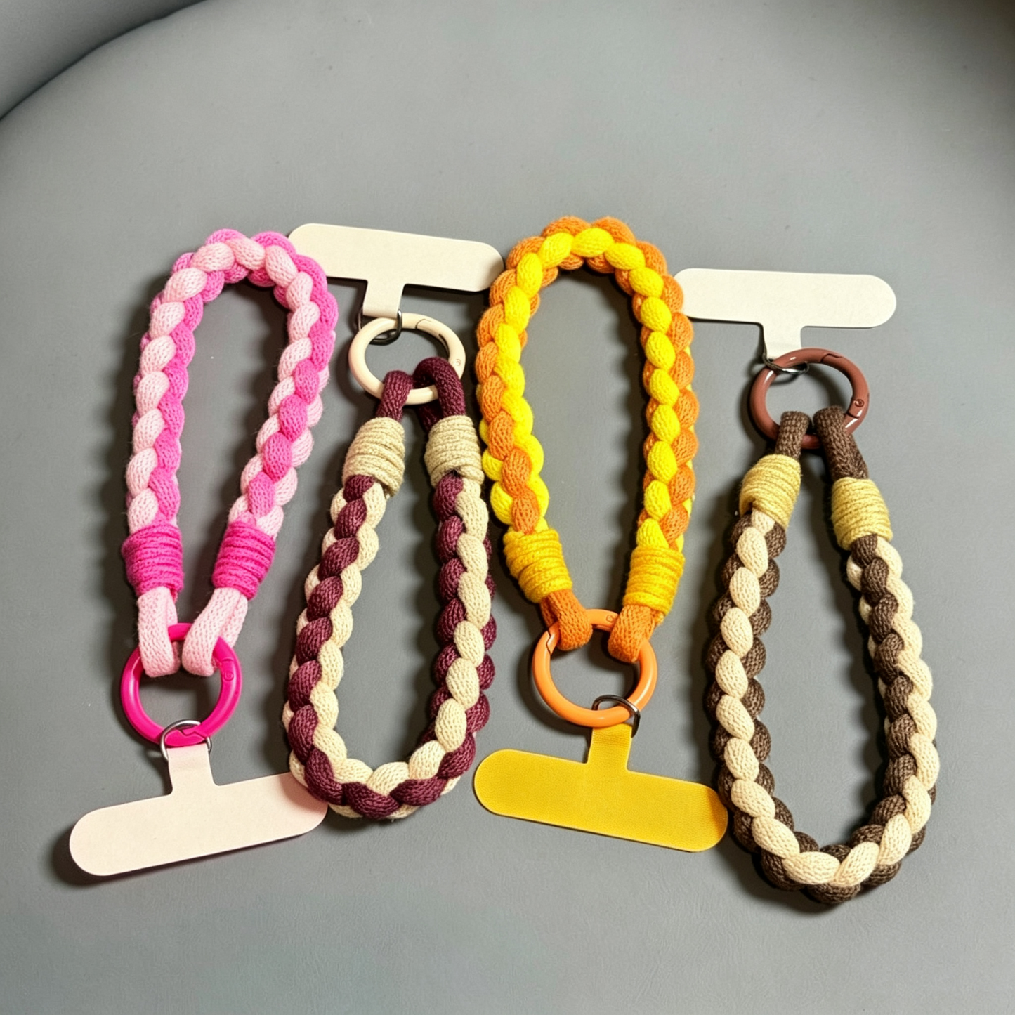 Custom Two-Tone Braided Short Phone Wrist Lanyard, Anti-Lost Handheld Phone Strap with Colorful Ring