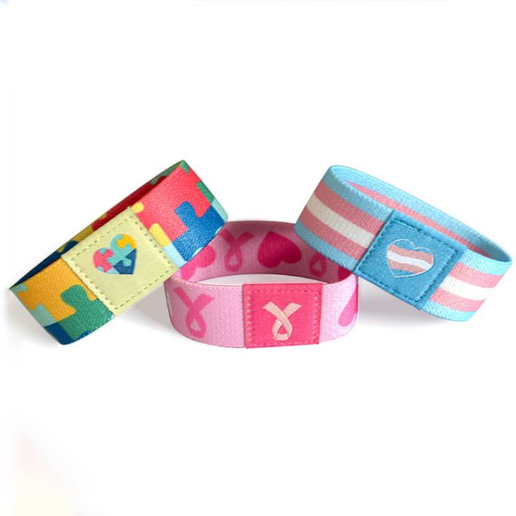 Custom Sublimation Elastic Wristband, Printed Fabric Stretch Bracelet for Events Party