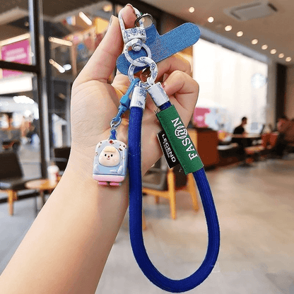 Colorful Braided Wrist Lanyard, Anti-Lost Phone Hand Strap with Cute Doll Pendant for Key Bag