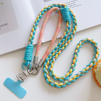 Custom Soft Braided 4-Strand Phone Lanyard, Adjustable Crossbody Neck & Wrist Strap for Smartphones
