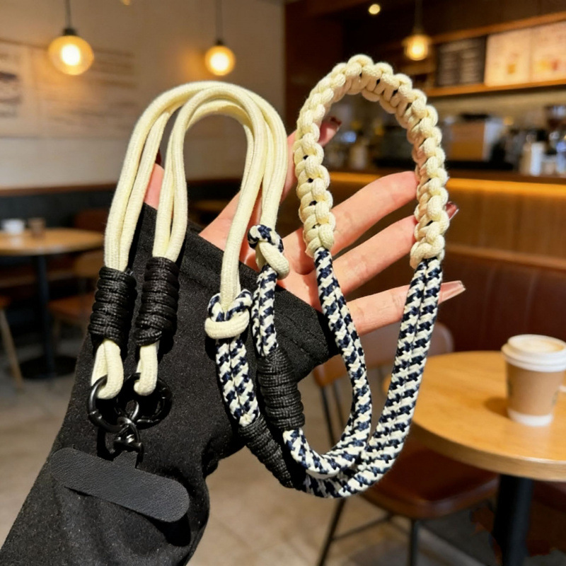 Custom Two-Tone Braided Rope Phone Wrist Lanyard OEM Custom Logo Color Short Mobile Strap for Key Bag