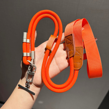 Custom OEM PU Leather Patch Crossbody Phone Lanyard Adjustable Woven Mobile Strap Custom Logo Color Length