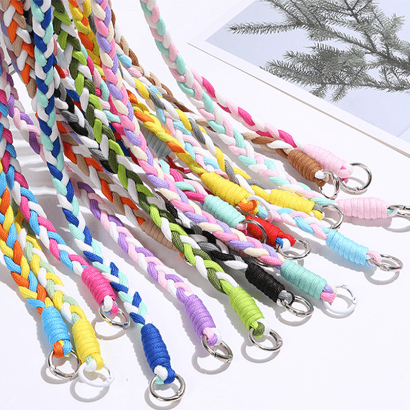 Custom Braided Phone Lanyard, Dual Clasp Anti-Lost Crossbody Phone Strap, Multi-Purpose Solid Color Handmade Cord