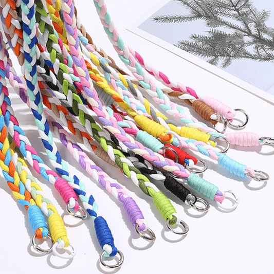 Custom Braided Phone Lanyard, Dual Clasp Anti-Lost Crossbody Phone Strap, Multi-Purpose Solid Color Handmade Cord