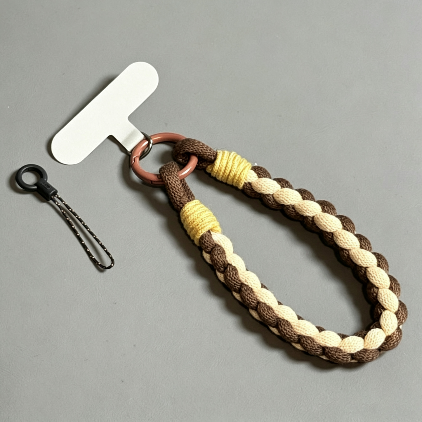 Custom Two-Tone Braided Short Phone Wrist Lanyard, Anti-Lost Handheld Phone Strap with Colorful Ring
