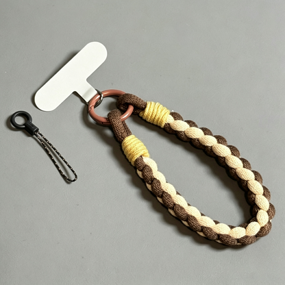 Custom Two-Tone Braided Short Phone Wrist Lanyard, Anti-Lost Handheld Phone Strap with Colorful Ring