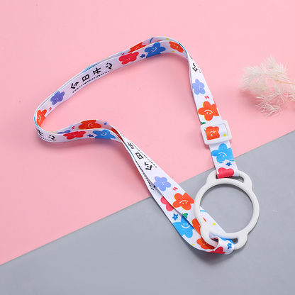 Custom Sublimation Water Bottle Strap, Kids Adjustable Drink Bottle Lanyard with Silicone Ring, Portable Crossbody Water Bottle Holder Strap