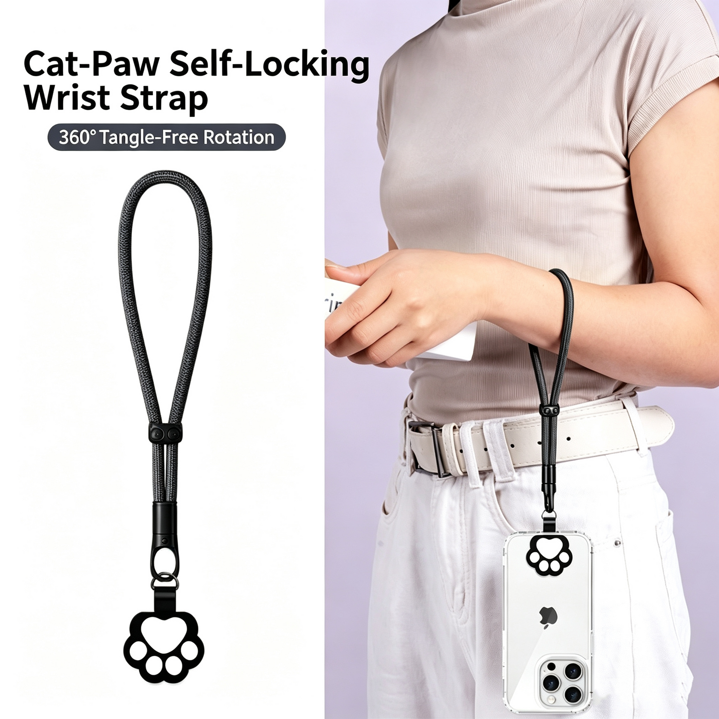 Custom Adjustable Phone Wrist Strap | Self-locking Anti-drop Short Lanyard with Phone Patch