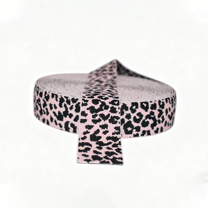 Custom Leopard Print Jacquard Elastic Webbing Strap, Animal Pattern Stretch Elastic Ribbon