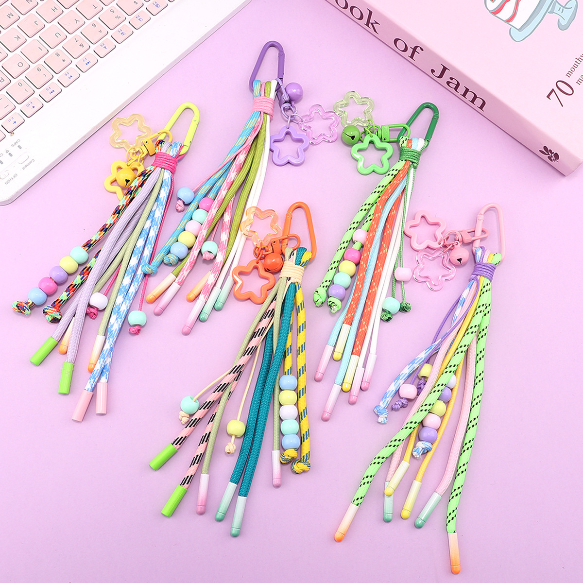 Custom Color Beaded Braided Tassel Keychain Handbag Backpack Decor Pendant
