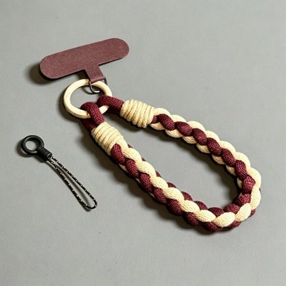 Custom Two-Tone Braided Short Phone Wrist Lanyard, Anti-Lost Handheld Phone Strap with Colorful Ring