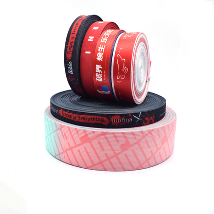 Custom Sublimation Printed Ribbon, Logo Heat Transfer Satin Ribbon for Gift Packaging Garment