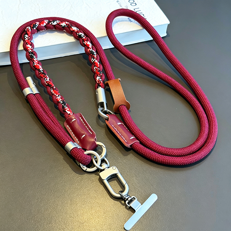 Custom Braided Phone Crossbody Lanyard, Adjustable Anti-Lost Wrist Strap with Leather Patch for All Smartphones