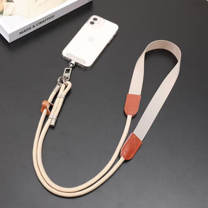 Custom OEM PU Leather Patch Crossbody Phone Lanyard Adjustable Woven Mobile Strap Custom Logo Color Length