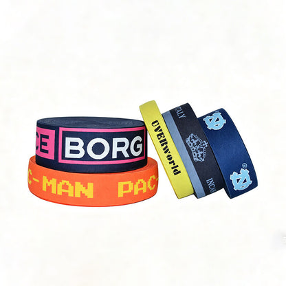 Custom Jacquard Printed Elastic Webbing, Logo Custom Nylon Elastic Strap For Garment Accessories