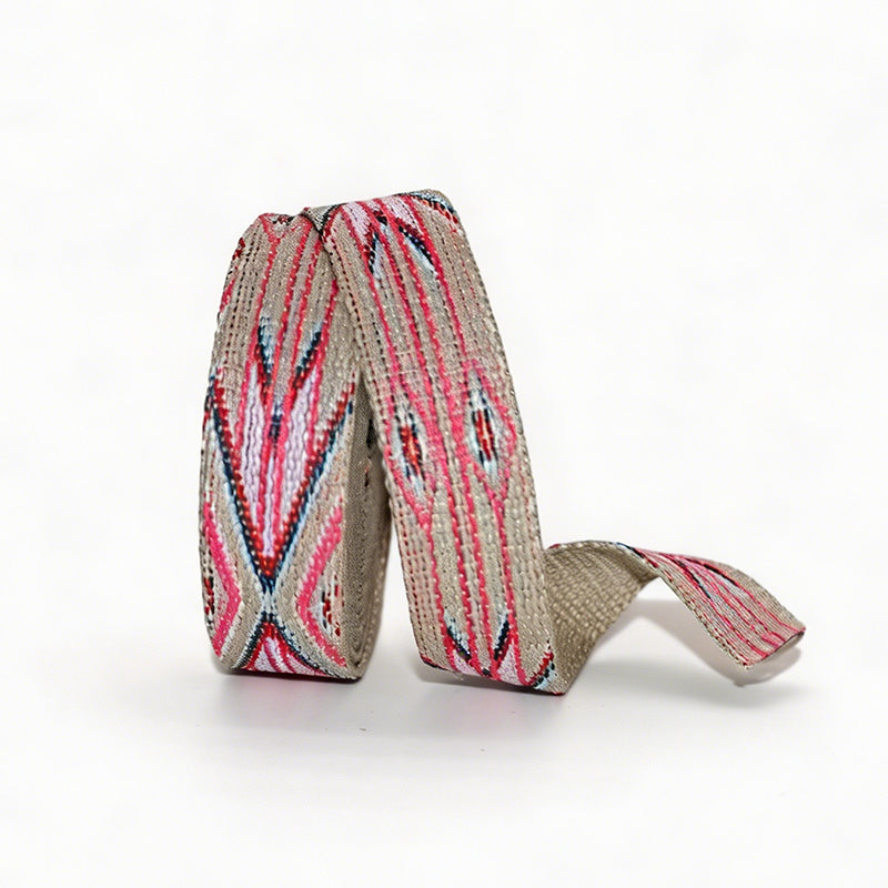 Jacquard Colorful Polyester Webbing Strap Custom Printed Webbing For Bag Lanyard Handle