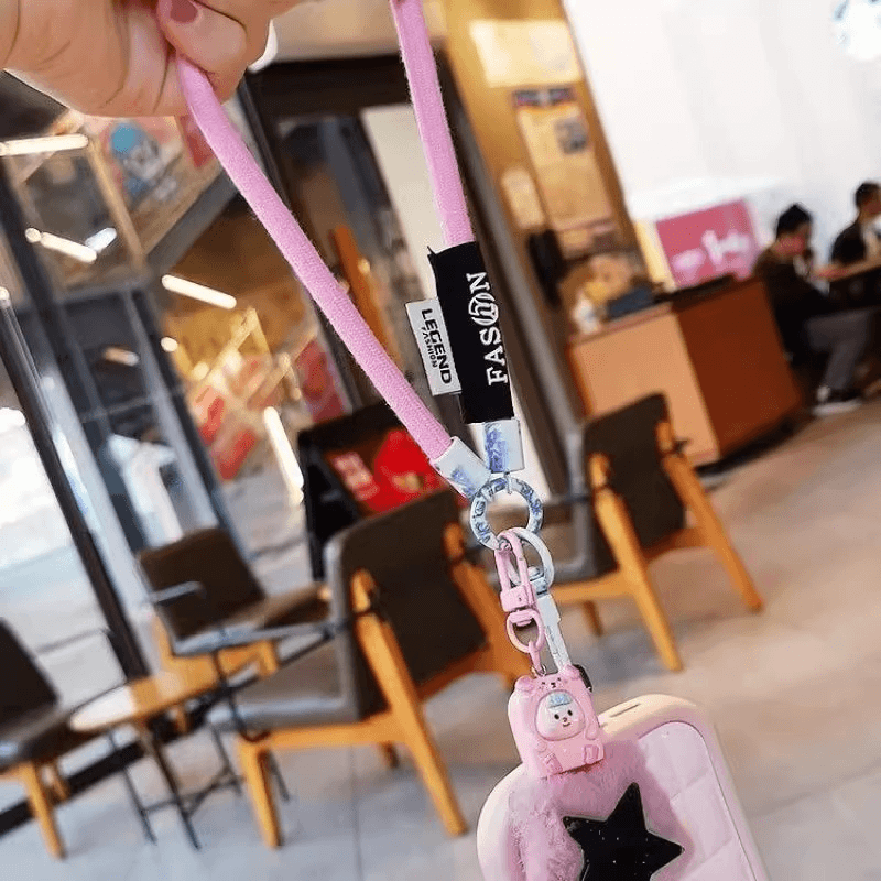 Colorful Braided Wrist Lanyard, Anti-Lost Phone Hand Strap with Cute Doll Pendant for Key Bag