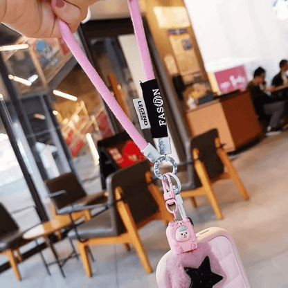 Colorful Braided Wrist Lanyard, Anti-Lost Phone Hand Strap with Cute Doll Pendant for Key Bag