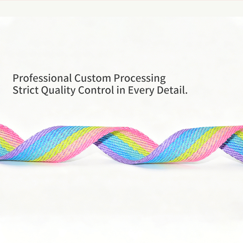 Custom Rainbow Polyester Webbing Strap, Gradient Color Jacquard Ribbon For Phone Lanyard