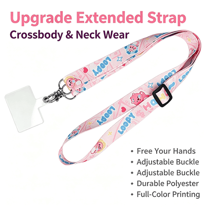 Custom Sublimation Printed Crossbody Phone Lanyard, Adjustable Neck Strap with Metal Clasp for Phone Case & Keys