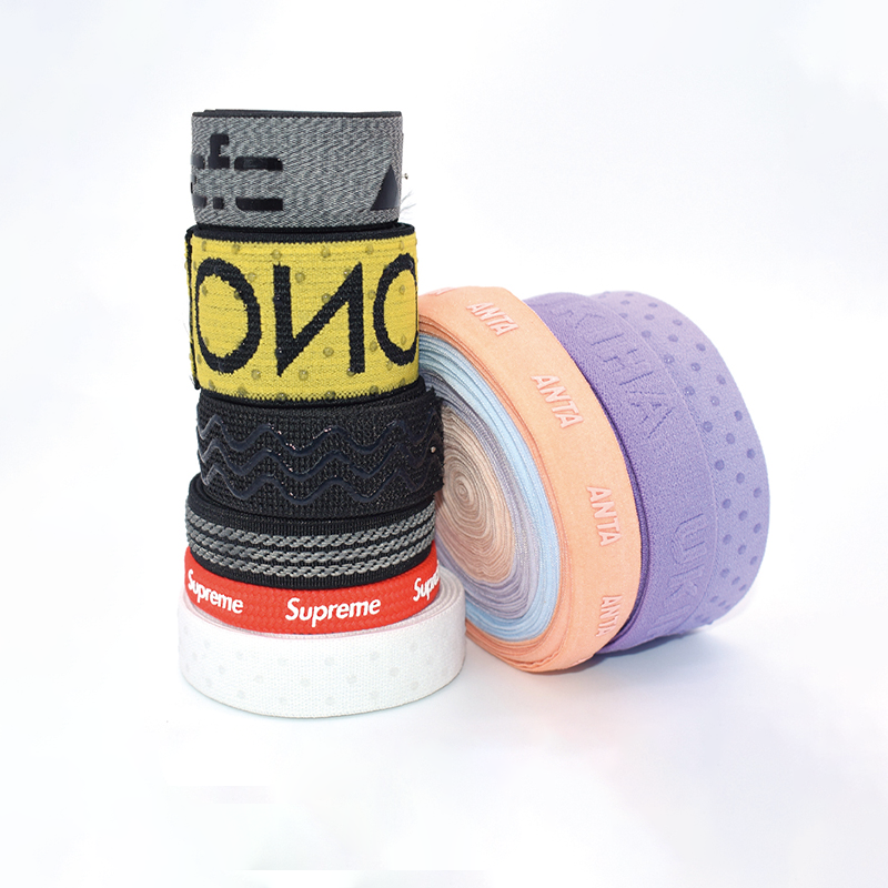 Custom Anti-Slip Silicone Dot Elastic Band, Screen Printed Logo Elastic Webbing for Underwear Sportswear