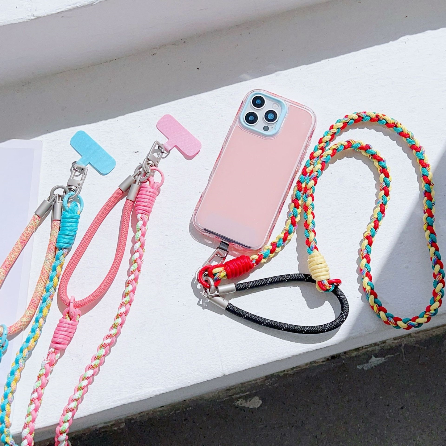 Custom Soft Braided 4-Strand Phone Lanyard, Adjustable Crossbody Neck & Wrist Strap for Smartphones