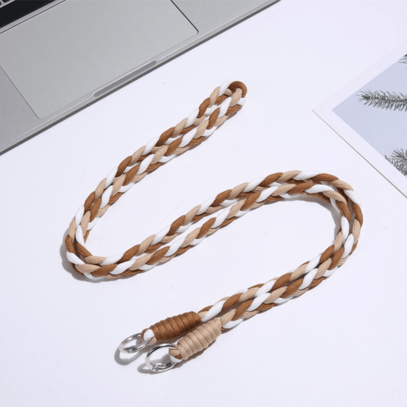 Custom Braided Phone Lanyard, Dual Clasp Anti-Lost Crossbody Phone Strap, Multi-Purpose Solid Color Handmade Cord