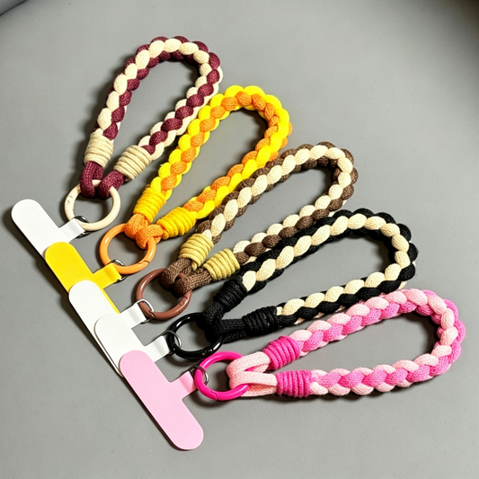 Custom Two-Tone Braided Short Phone Wrist Lanyard, Anti-Lost Handheld Phone Strap with Colorful Ring