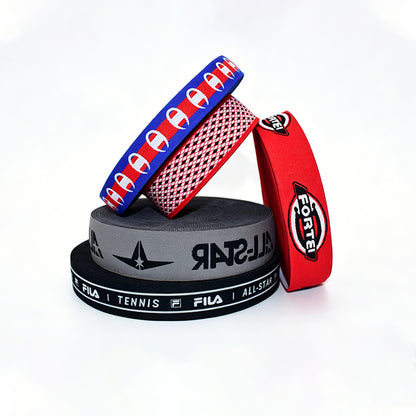 Custom Jacquard Nylon Elastic Webbing, Woven Logo Stretch Strap for Hat Garment Bag Accessories