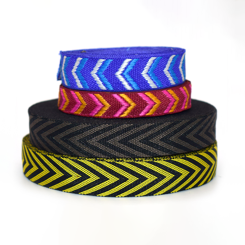 Herringbone Polyester Webbing Strap Custom Color Jacquard Webbing For Bag Lanyard Handle