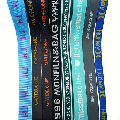 Custom Jacquard Woven Webbing Strap, Personalized Brand Logo Polyester Ribbon