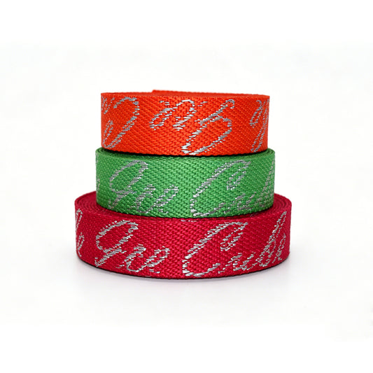 Metallic Yarn Jacquard Polyester Webbing Custom Logo Brand Strap For Garment Bag
