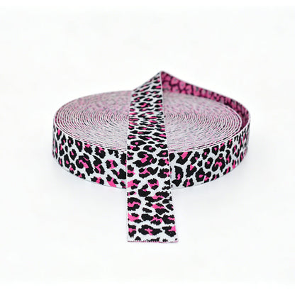 Custom Leopard Print Jacquard Elastic Webbing Strap, Animal Pattern Stretch Elastic Ribbon