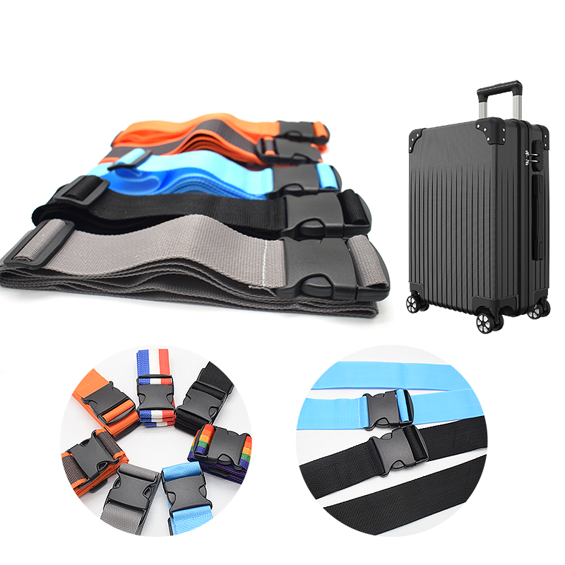 Custom Logo Luggage Strap Adjustable Polyester Suitcase Binding Belt Travel Luggage Security Strap OEM Custom Color Length