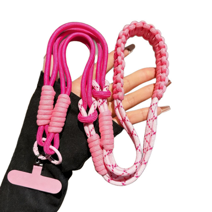 Custom Two-Tone Braided Rope Phone Wrist Lanyard OEM Custom Logo Color Short Mobile Strap for Key Bag