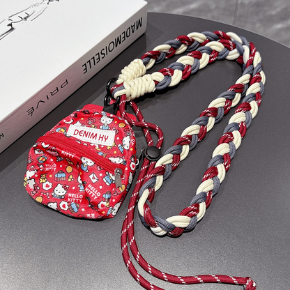 Custom Color Block Braided Phone Lanyard, Adjustable Crossbody Shoulder Strap with Lipstick Coin Purse, Outdoor Anti-Lost Phone Strap