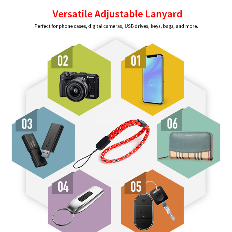 Adjustable Short Wrist Lanyard Polyester Phone Strap For Key UPU Case Charm