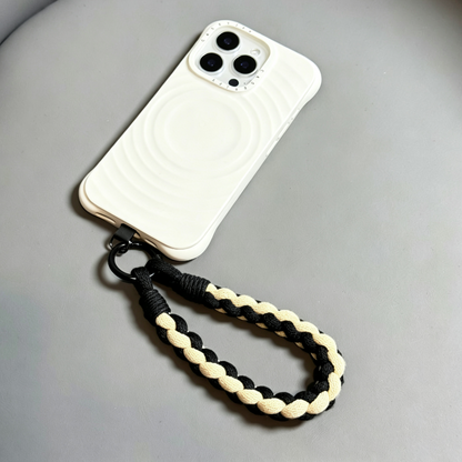 Custom Two-Tone Braided Short Phone Wrist Lanyard, Anti-Lost Handheld Phone Strap with Colorful Ring